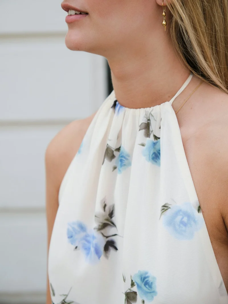 Neo Noir - Gabina Faded Flower Dress 168813 - 292 - Light Blue Floral
