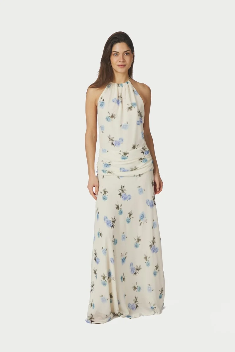 Neo Noir - Gabina Faded Flower Dress 168813 - 292 - Light Blue Floral