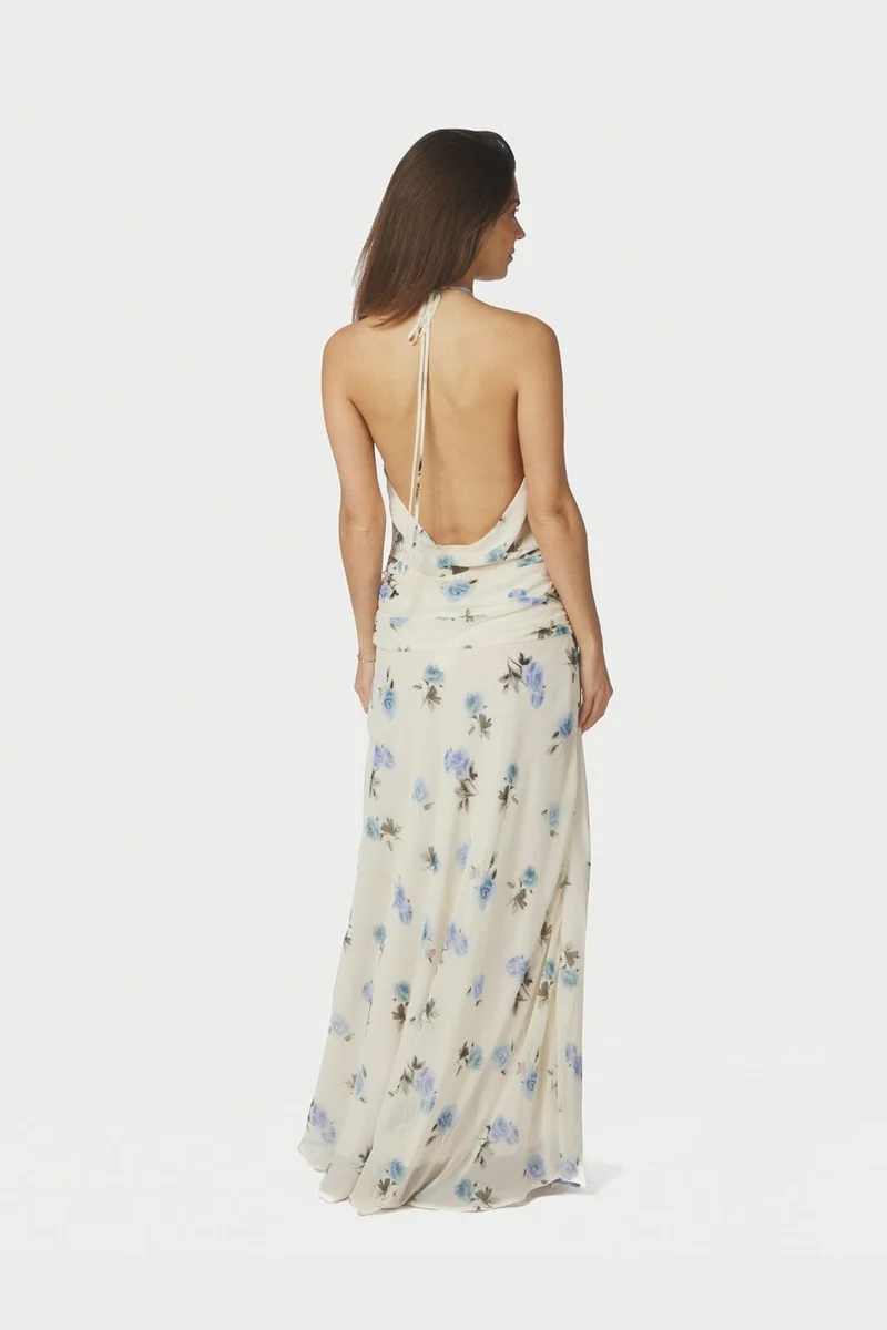 Neo Noir - Gabina Faded Flower Dress 168813 - 292 - Light Blue Floral