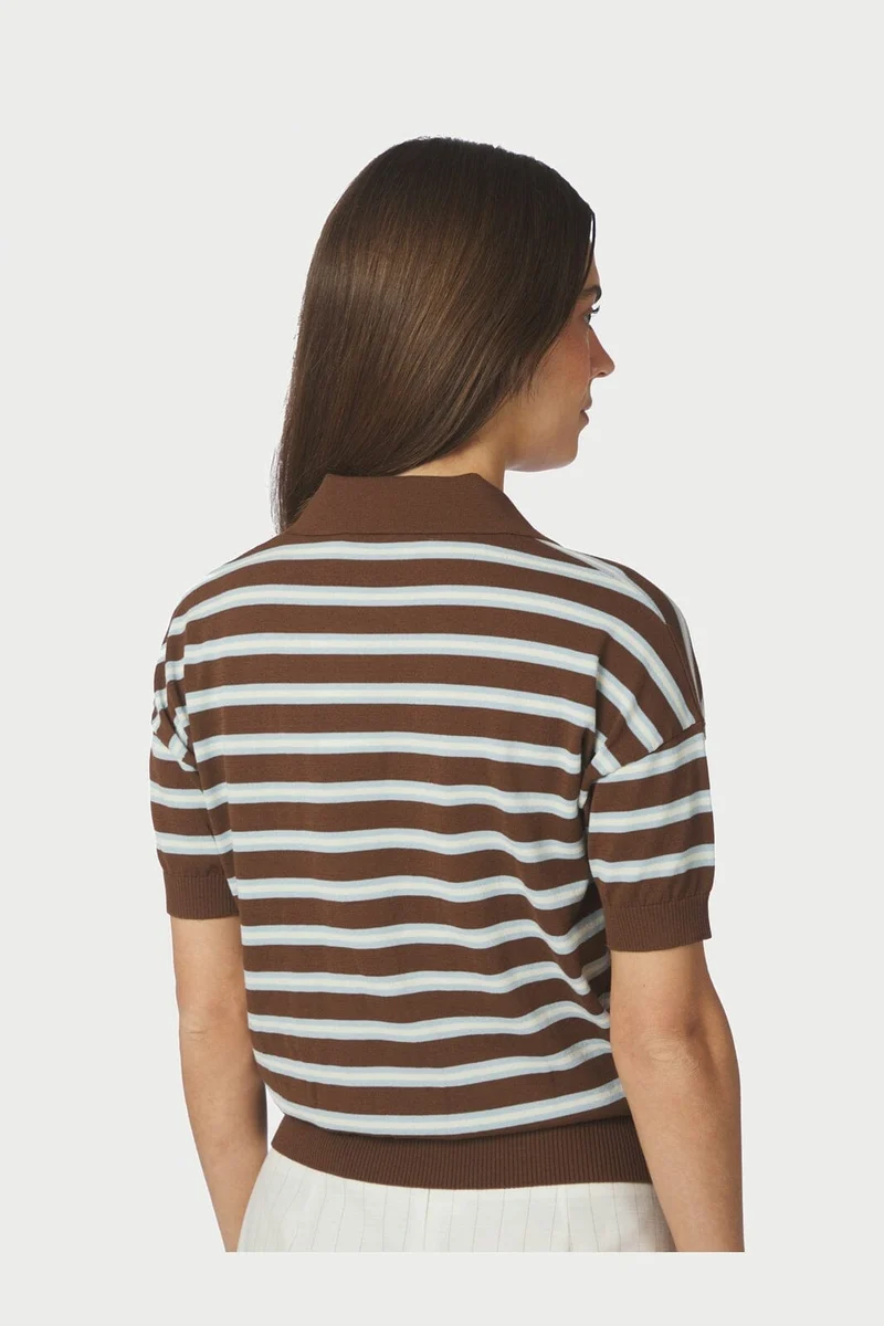 Neo Noir - Emira Knit Polo Top 168576 - 676 - Dark Brown