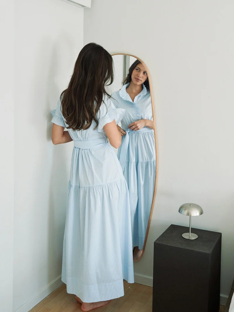 Neo Noir - Nellie Soft Stripe Dress 168230 - 145 - Light Blue