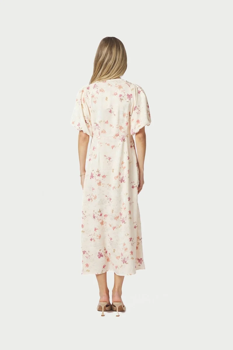 Neo Noir - Illana Sateen Print Dress 168215 - 122 - Creme