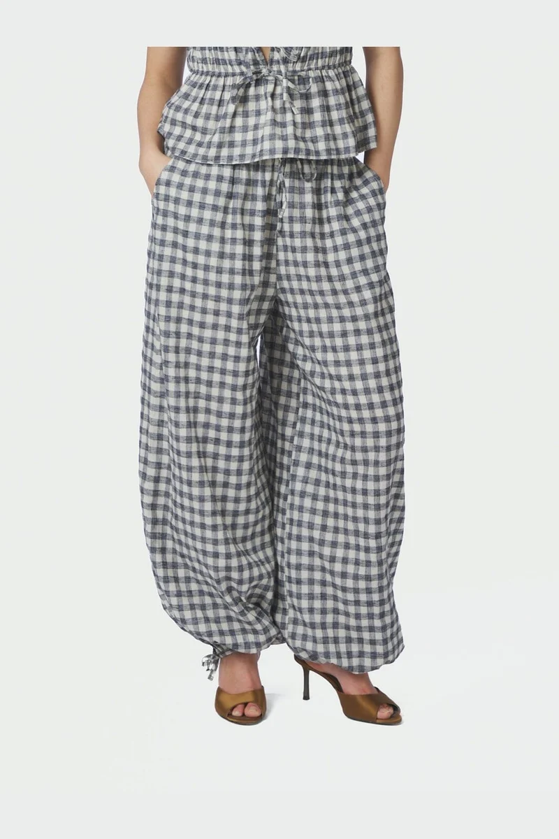 Neo Noir - Roxane Balloon Check Pants 169626 - 100 - Black