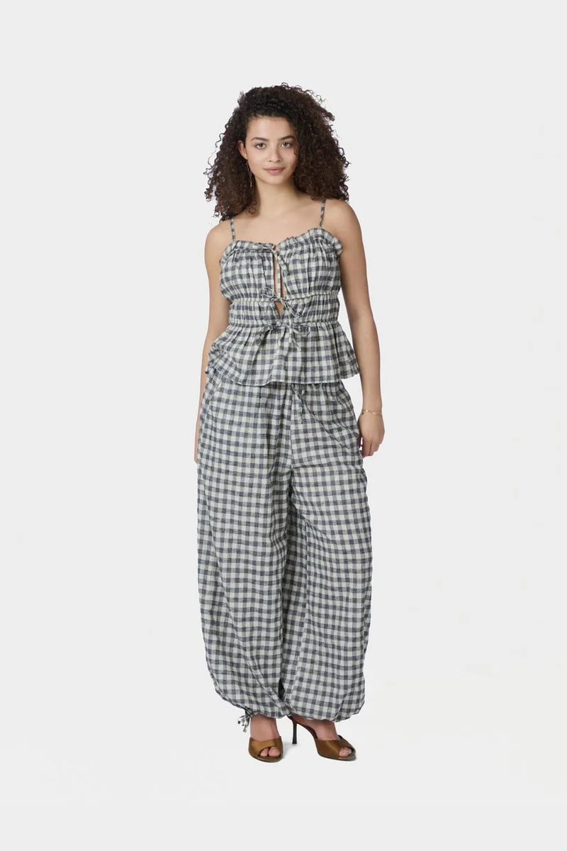 Neo Noir - Roxane Balloon Check Pants 169626 - 100 - Black