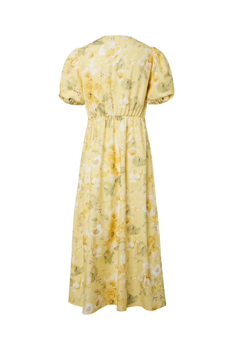 YAS - Yasstray Ss Midi Dress - 5086730 Pale Banana Lemon Print