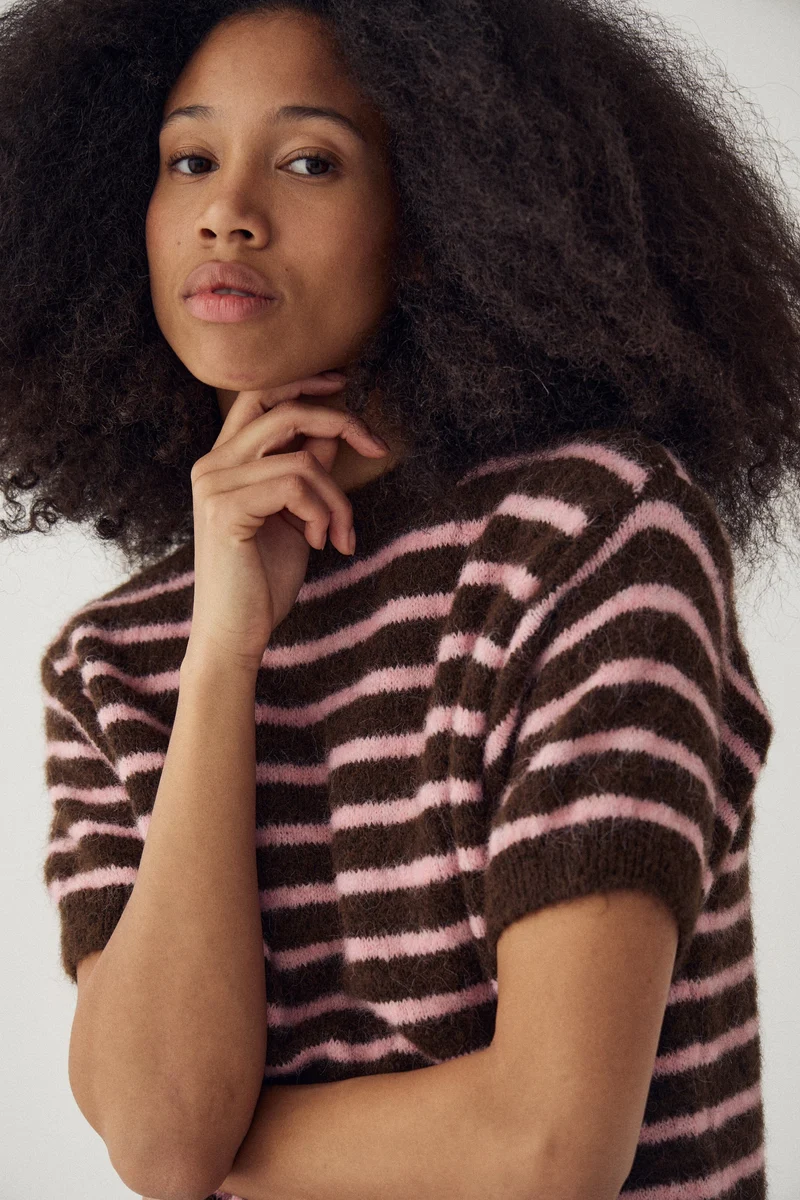 Noella - N-Monikah Ss Knit 16570003 - 1537 - Brown Rose Stripe
