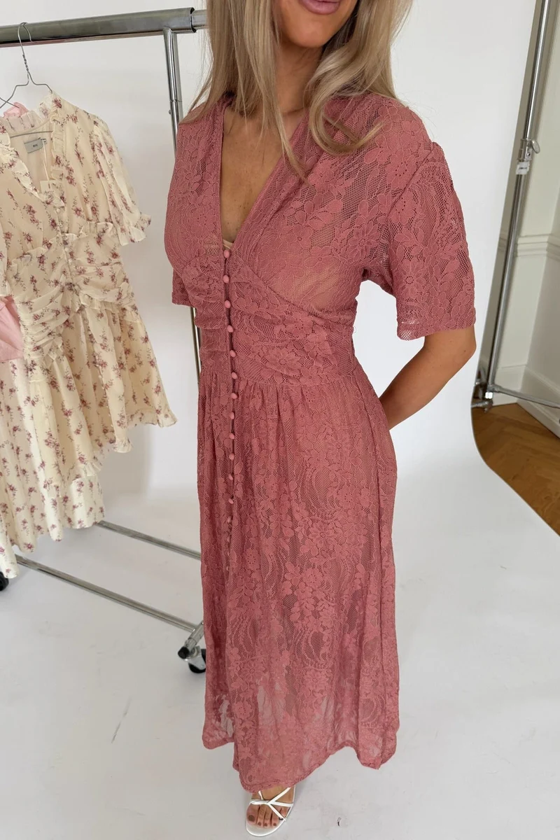BYIC x Molly&My - Adeliaic Long Dress A23876 - Dusty Rose Lace