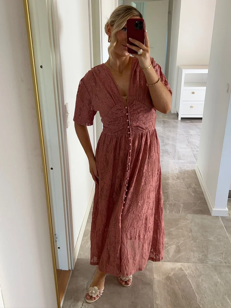 BYIC x Molly&My - Adeliaic Long Dress A23876 - Dusty Rose Lace