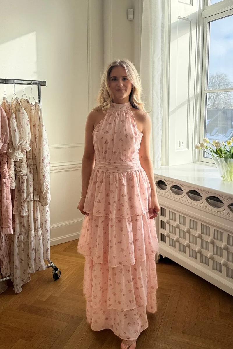 BYIC - Belleic Long Dress A25141 - Pink Flower Print