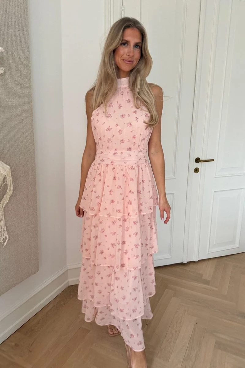 BYIC - Belleic Long Dress A25141 - Pink Flower Print