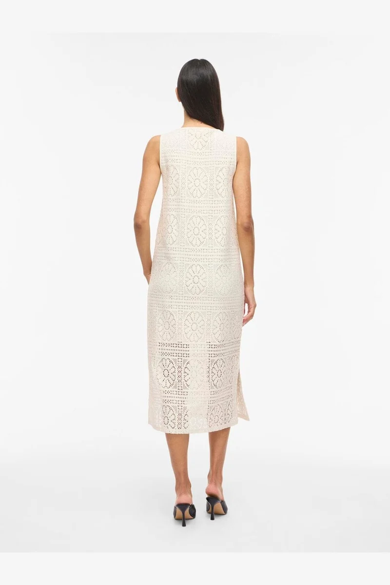 Vila - Vimerinda V-Neck S/L Midi Dress/Vol/Rs - 4978545 Birch