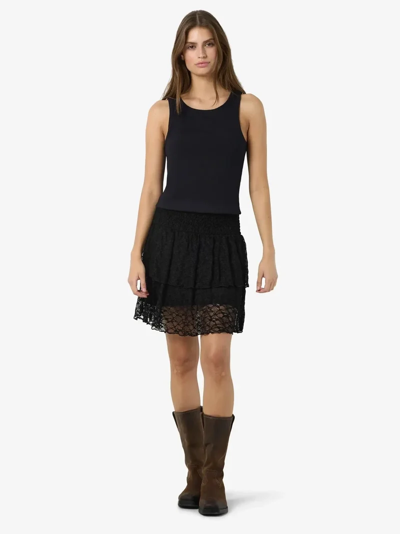 Noisy May - Nmisabel Nw Short Layered Skirt - 4949078 Black Lace