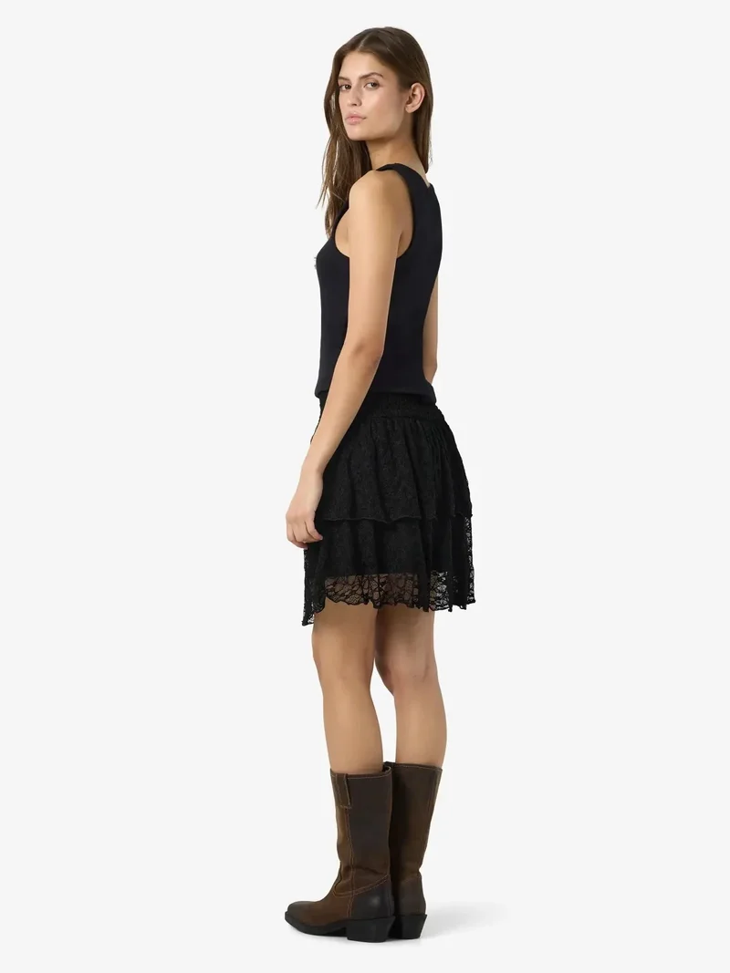 Noisy May - Nmisabel Nw Short Layered Skirt - 4949078 Black Lace