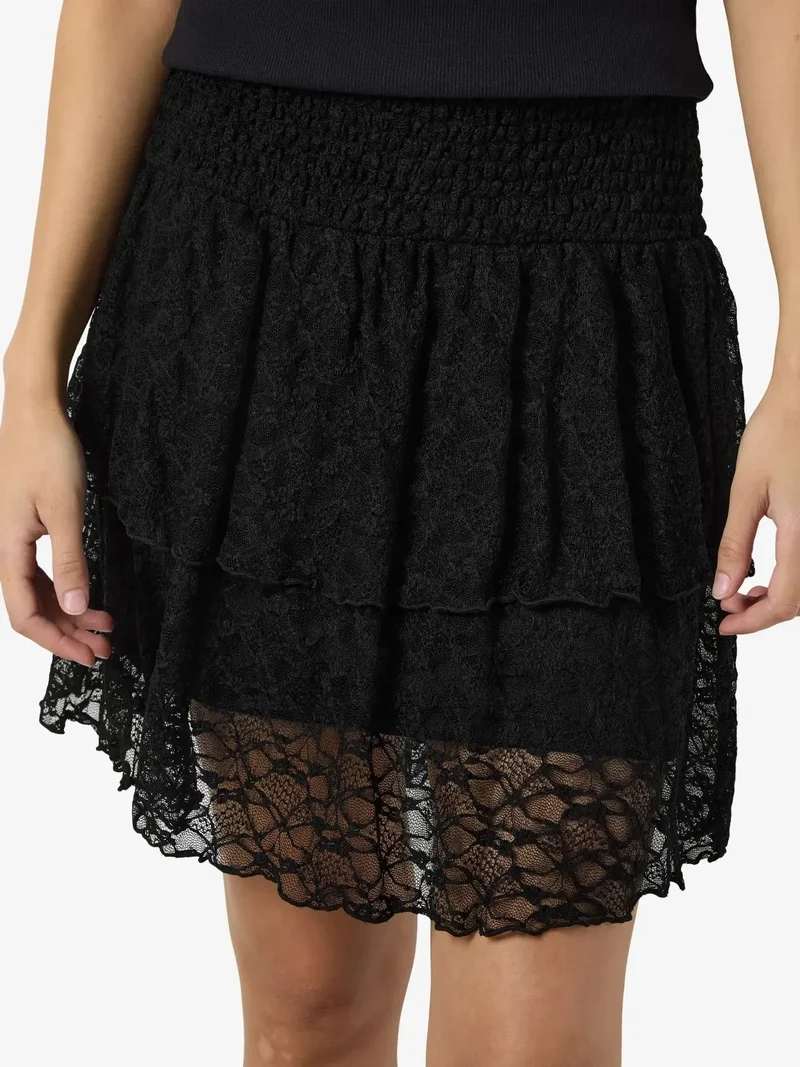 Noisy May - Nmisabel Nw Short Layered Skirt - 4949078 Black Lace