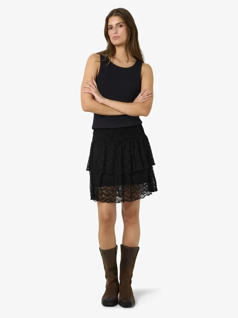 Noisy May - Nmisabel Nw Short Layered Skirt - 4949078 Black Lace