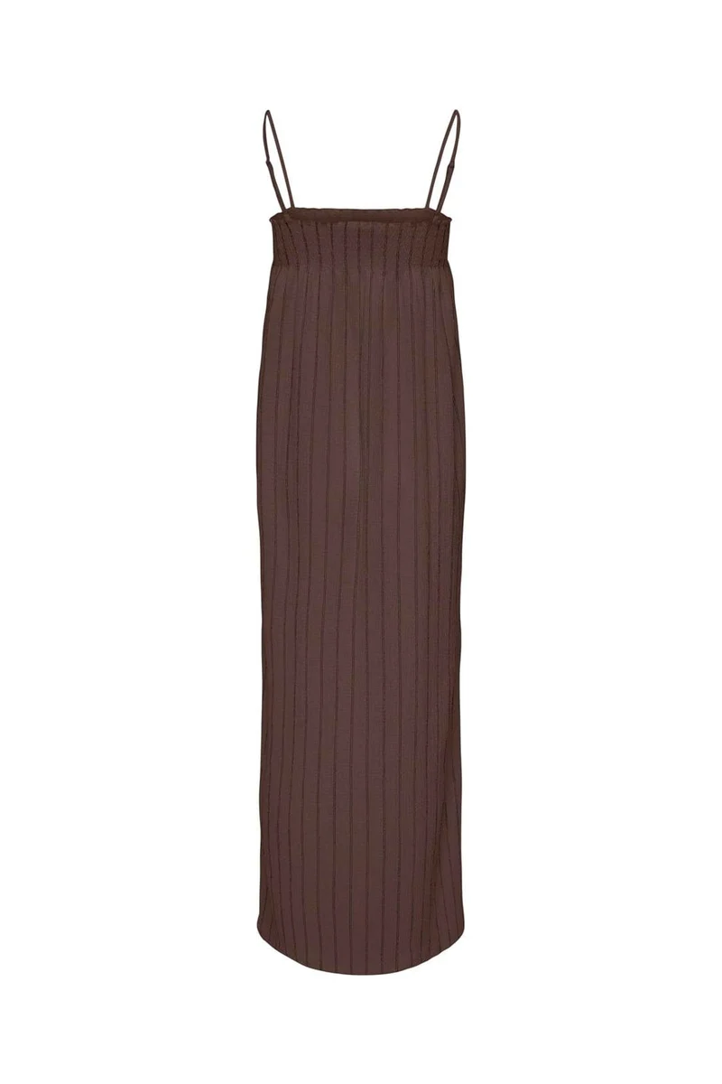 Only - Onlmika S/L Long Stripe Dress - 5116922 Chocolate Martini (Wivi) Black