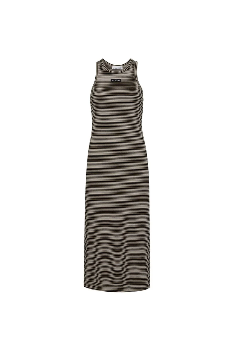 Haute L'Amitié - Dessert Rib Stripe Dress HL10136 - Walnut