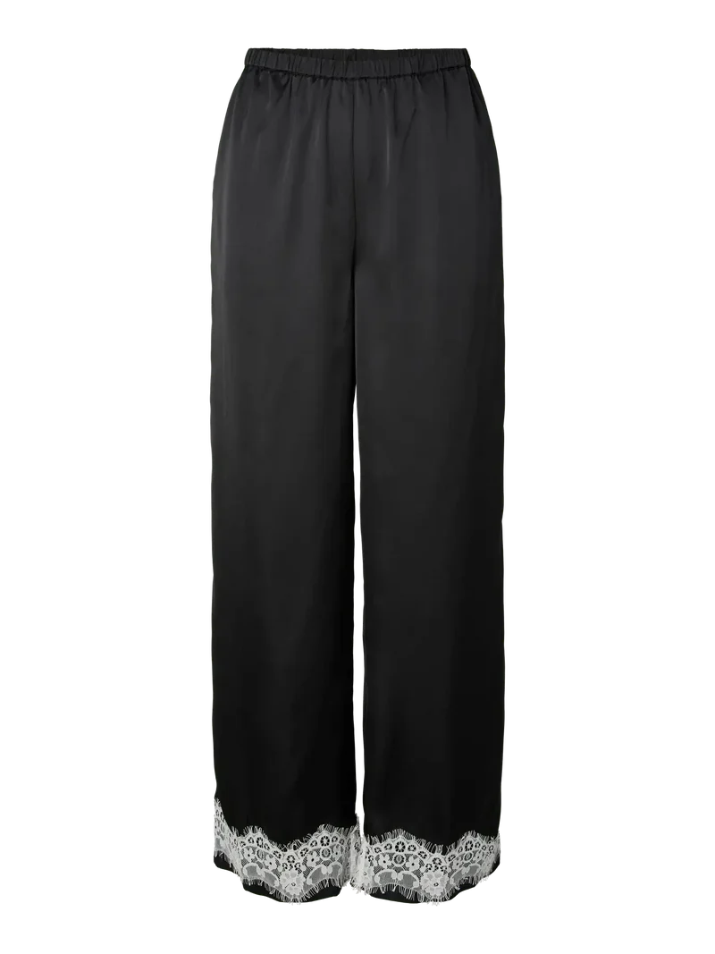 Pieces - Pcariel Wide Lace Pants Pp - 5093524 Black White Lace