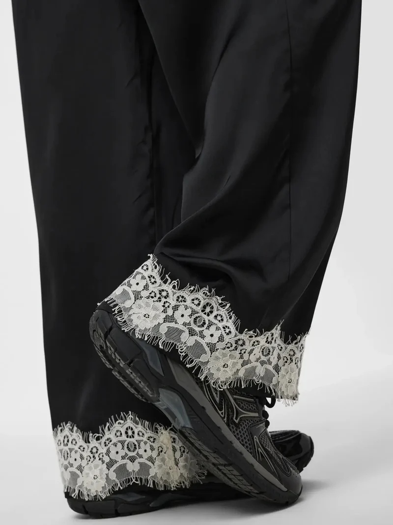 Pieces - Pcariel Wide Lace Pants Pp - 5093524 Black White Lace