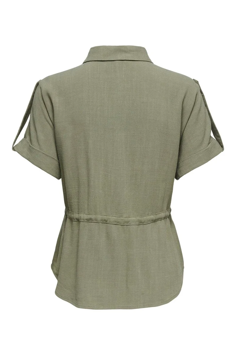 Only - Onlsiesta S/S Linen Bl Utility Shirt - 4977152 Mermaid