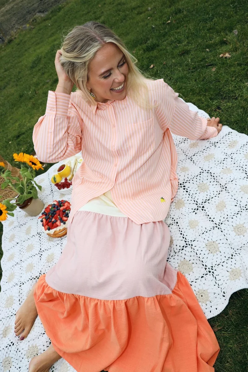 Molly&My x Caroline Dan - Chloe Shirt - Pink / Orange Stripe