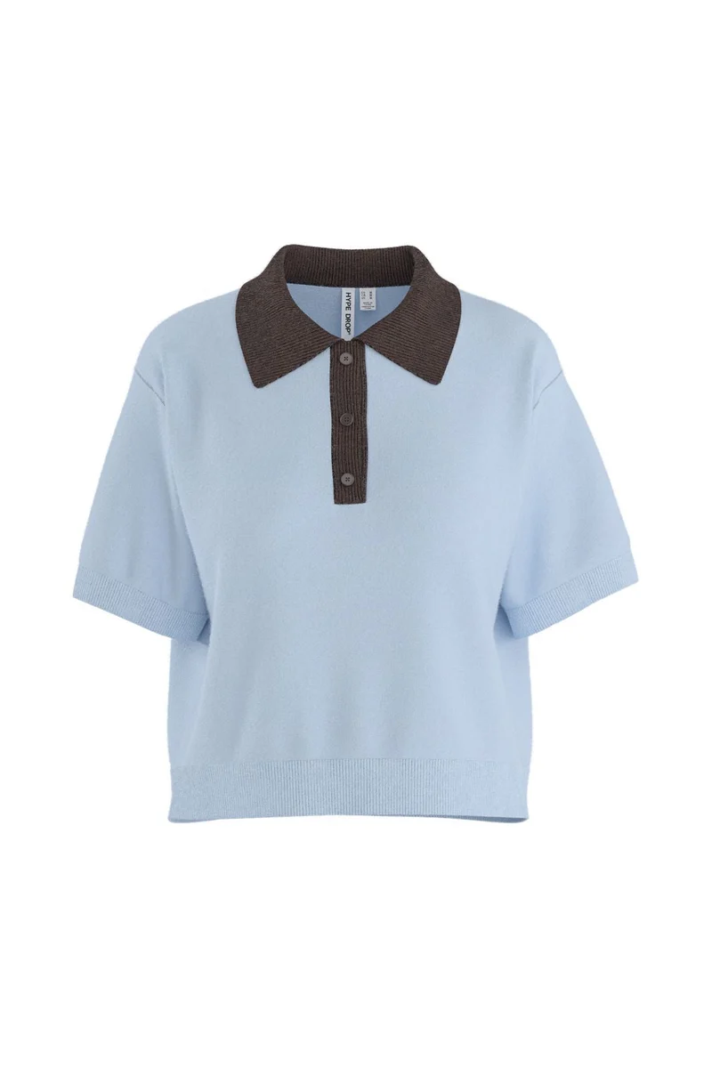 Hypedrop - Hdsarah Ss Boxy Polo Knit 32001014 - 5220689 - Ice Water