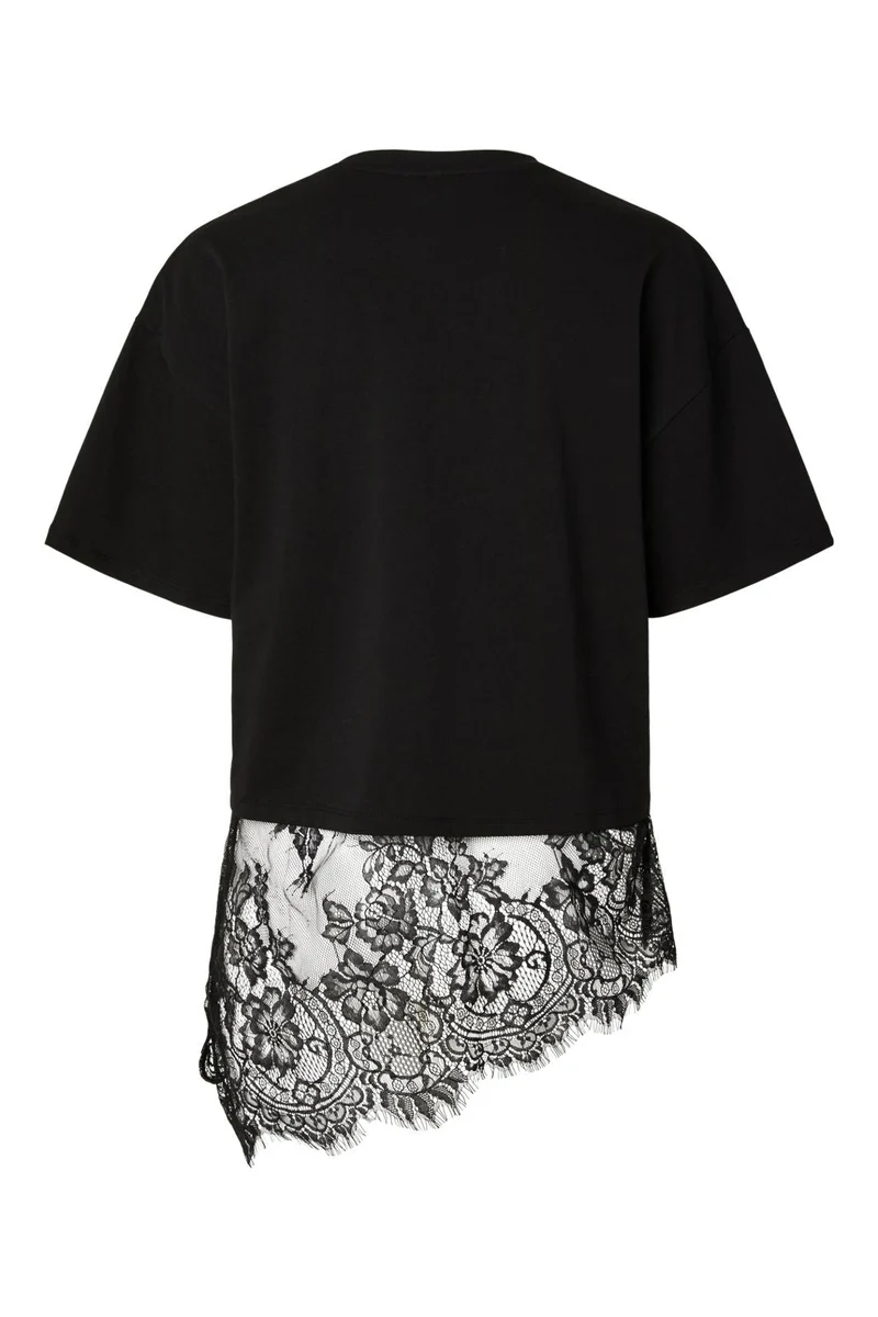 Pieces - Pcmave Ss Lace T-Shirt Dm - 5161686 Black