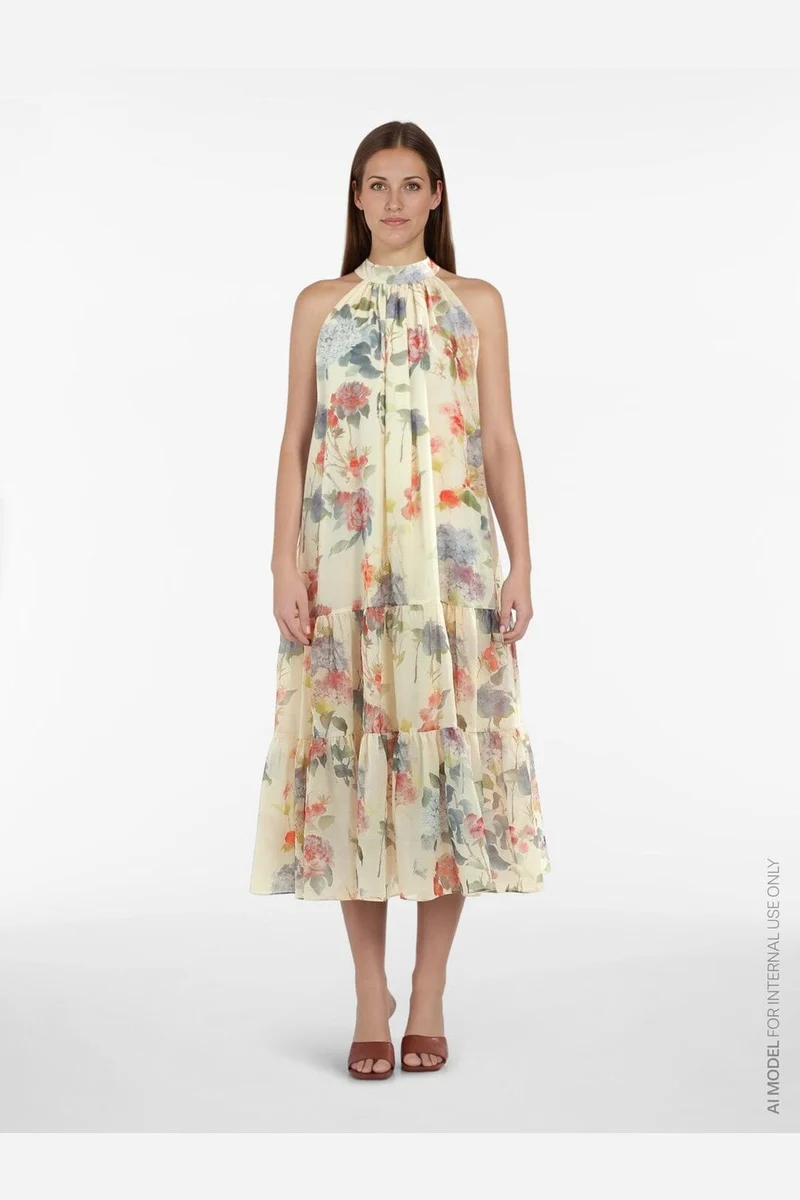 Vila - Vinia S/L Halterneck Midi Dress/Dc/Ka - 5000981 Birch Flowers