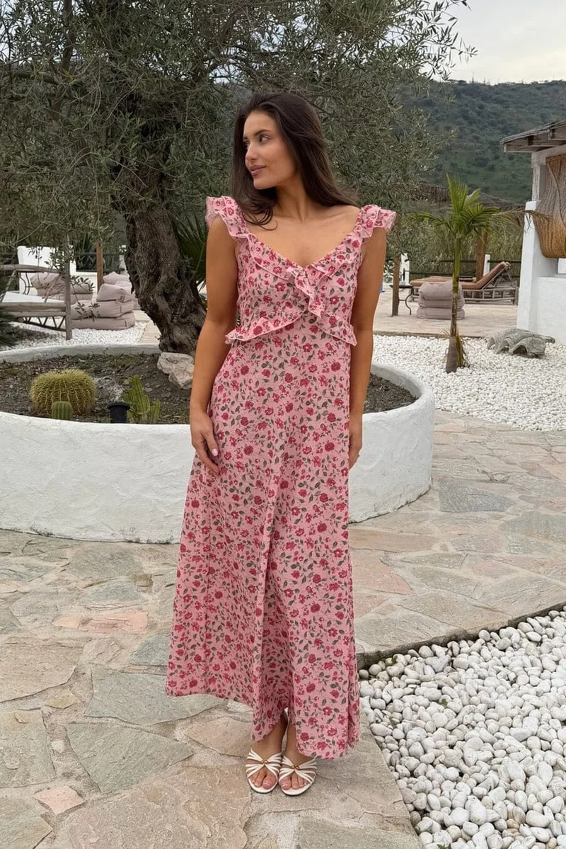 BYIC x Molly&My - Melbaic Dress A23117 - Pink Rose Print
