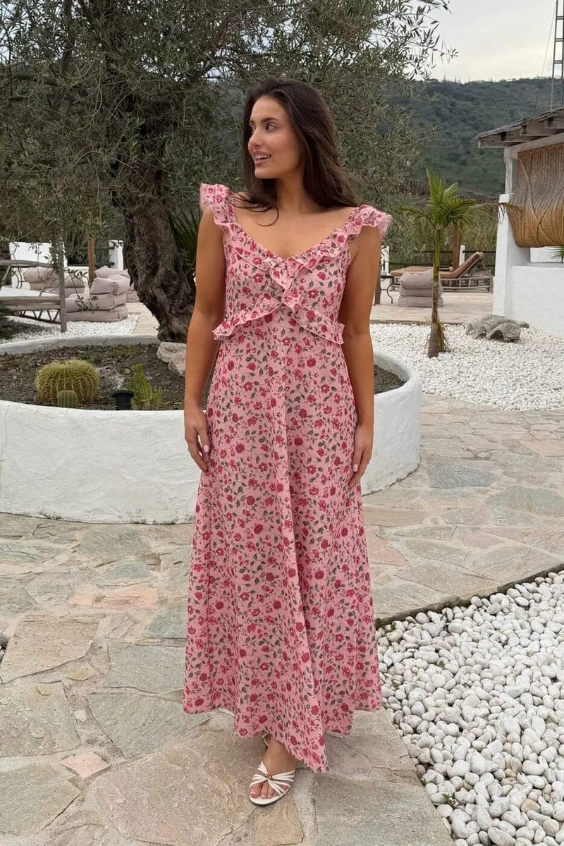 BYIC x Molly&My - Melbaic Dress A23117 - Pink Rose Print