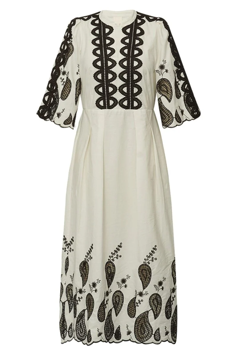 Gossia - Safinago Dress G2842 - Creme - Brown