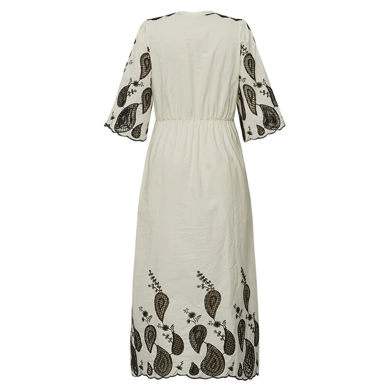 Gossia - Safinago Dress G2842 - Creme - Brown