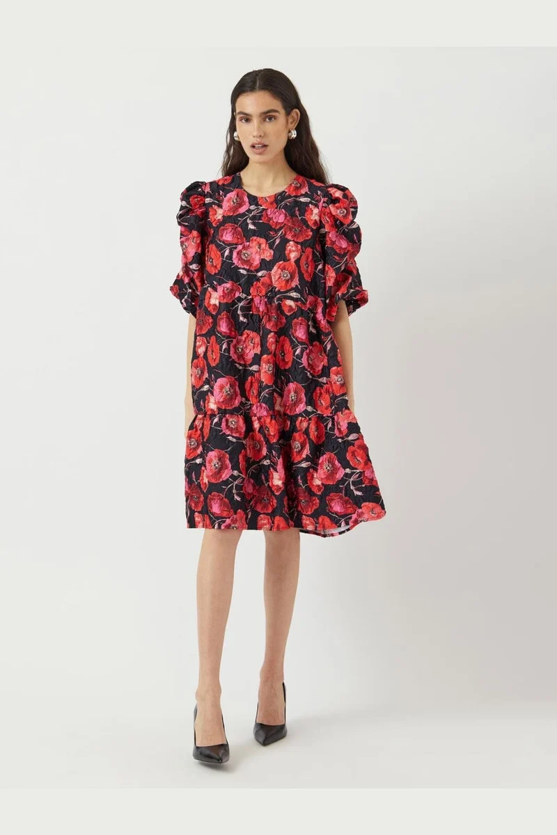 YAS - Yaspoppina 2/4 Dress - 4860928 Black Poppina Aop