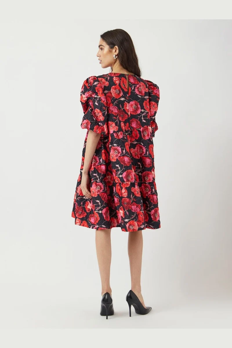 YAS - Yaspoppina 2/4 Dress - 4860928 Black Poppina Aop