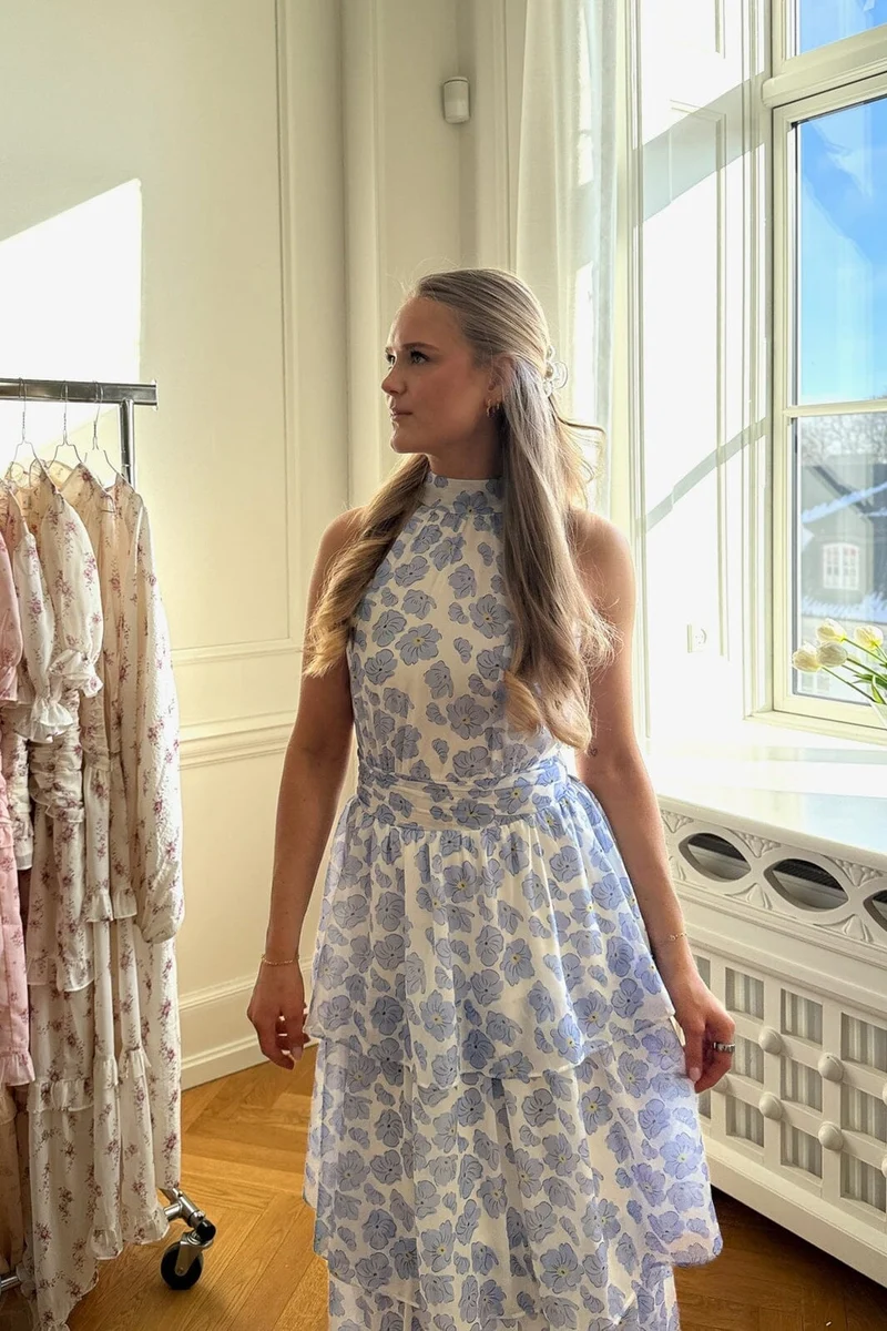 BYIC - Belleic Long Dress A25141 - Blue Dazzling Flower