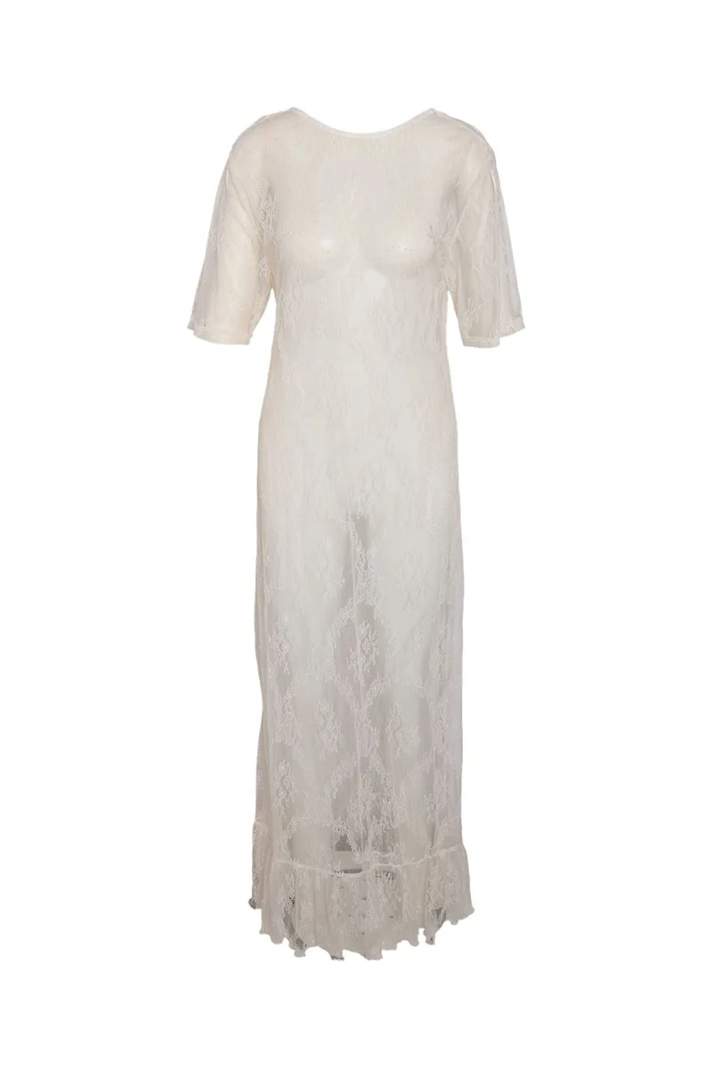 Noisy May - Nmlucia S/S Long Dress - 4980147 Cloud Dancer