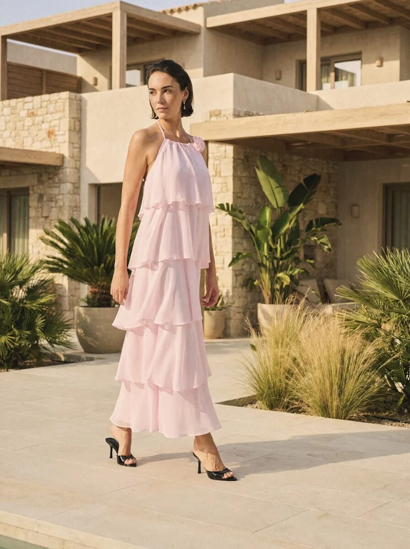 Only - Onlhiva S/L Long Layer Dress - 5092111 Cherry Blossom