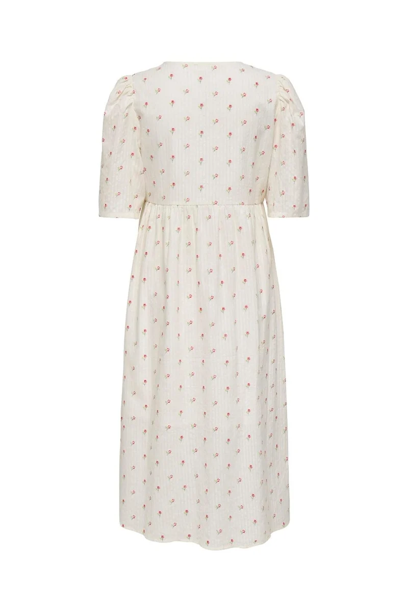 JDY - Jdyastrid 2/4 Midi Dress - 5026858 Cloud Dancer 25-02-26 Flower Detail