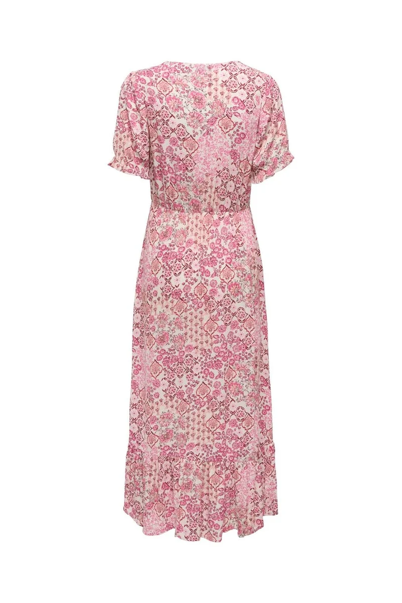 Only - Onlchianti S/S Long Dress - 5023447 Marshmallow Dusty Rose Graphic