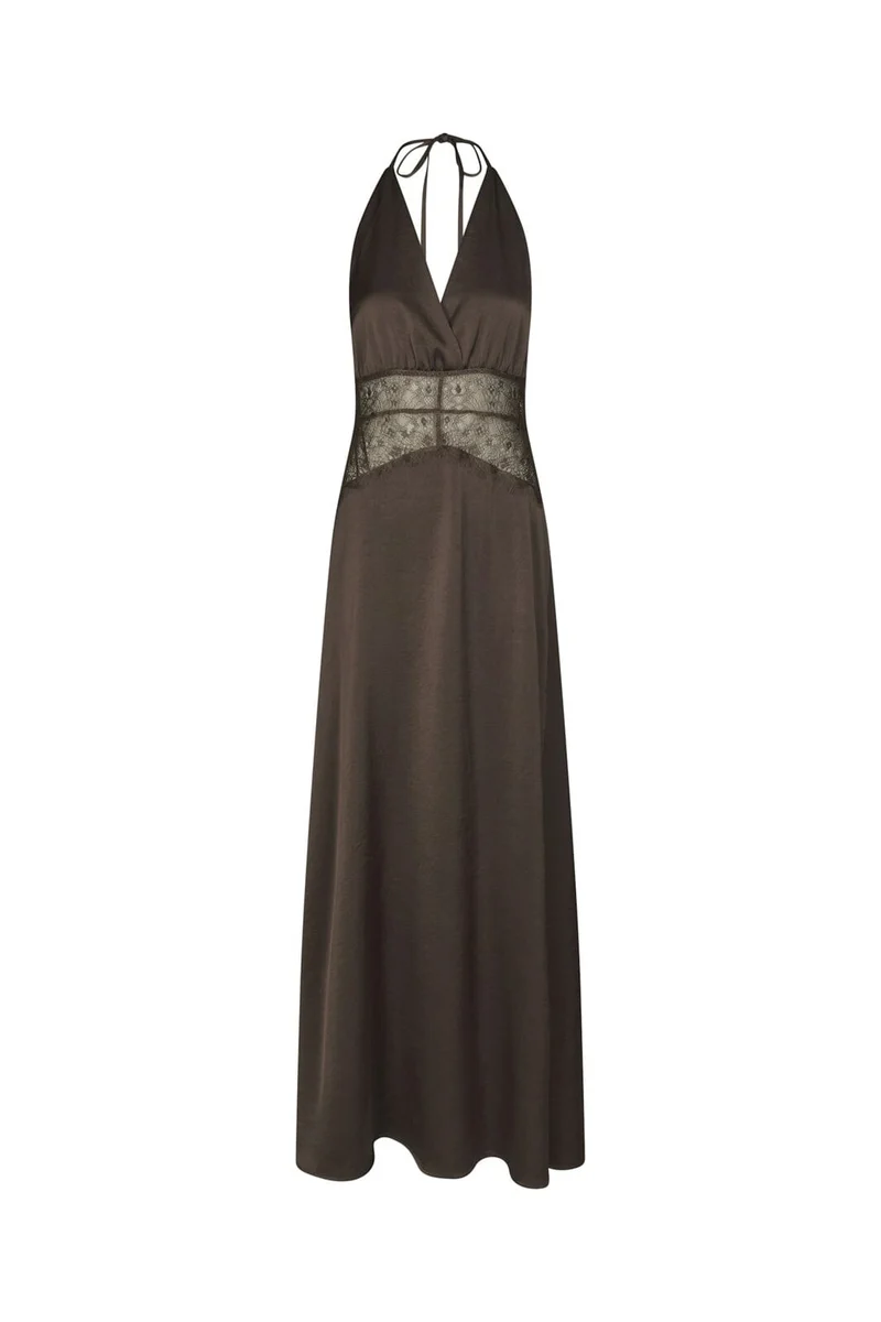 Neo Noir - Jasine Heavy Sateen Dress 169175 - 676 - Dark Brown