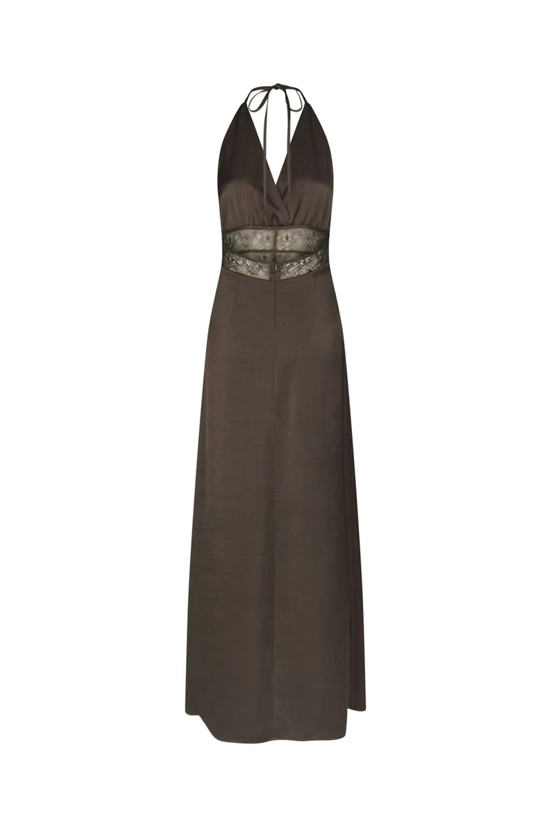 Neo Noir - Jasine Heavy Sateen Dress 169175 - 676 - Dark Brown