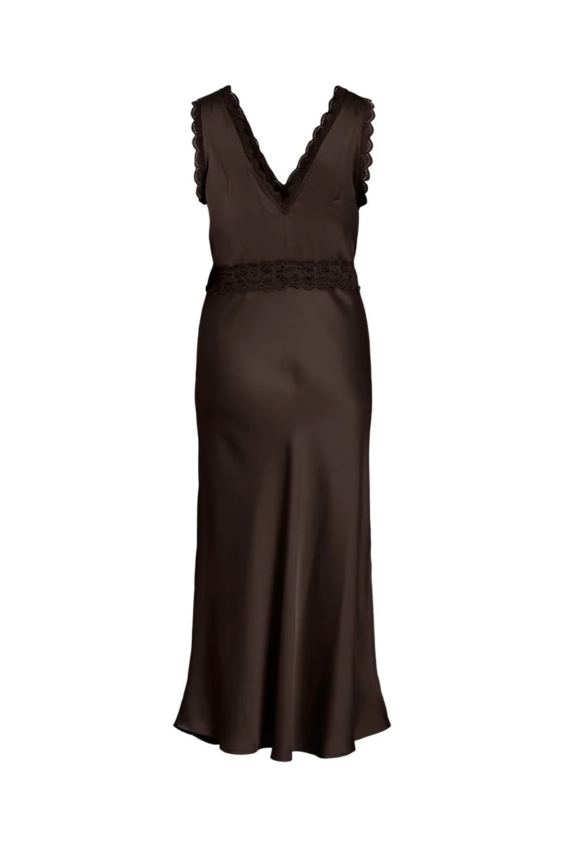 Vila - Viemily S/L Midi Dress - 5163911 Coffee Bean
