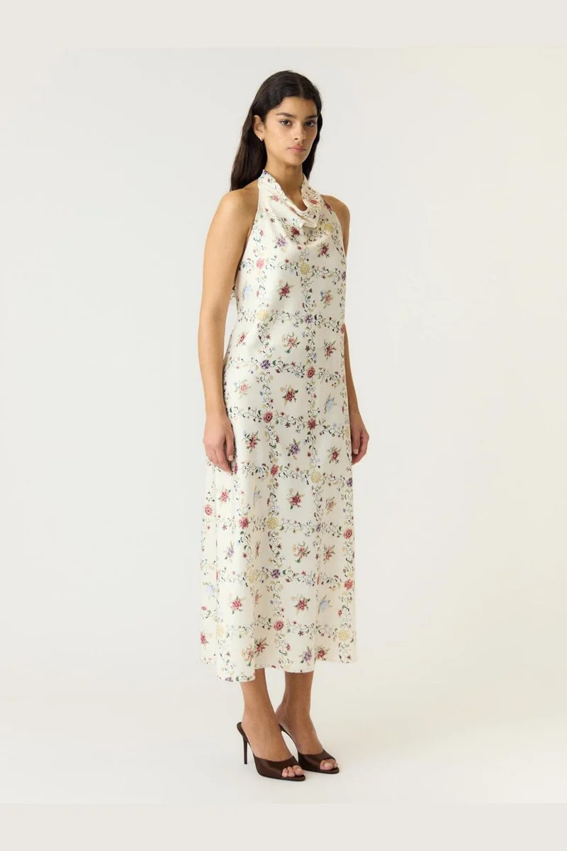 YAS - Yaspella Halterneck Long Dress - 5166046 Pristine Hannah Print