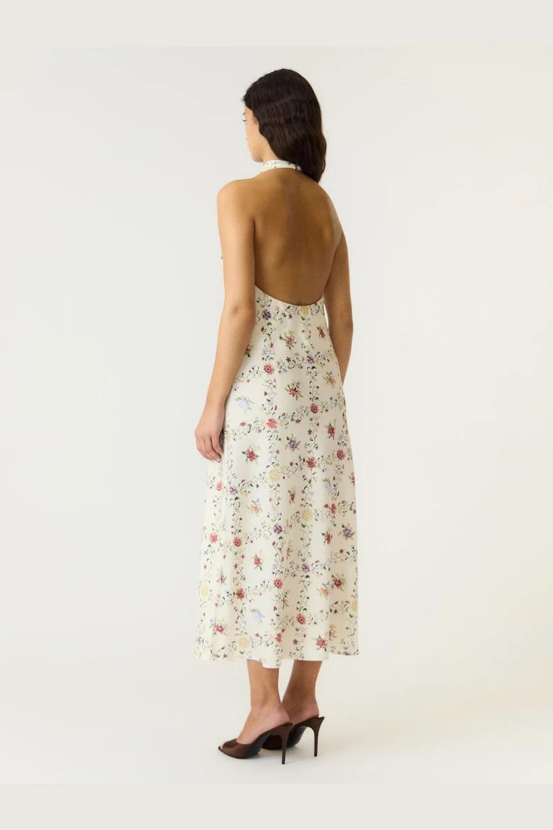 YAS - Yaspella Halterneck Long Dress - 5166046 Pristine Hannah Print
