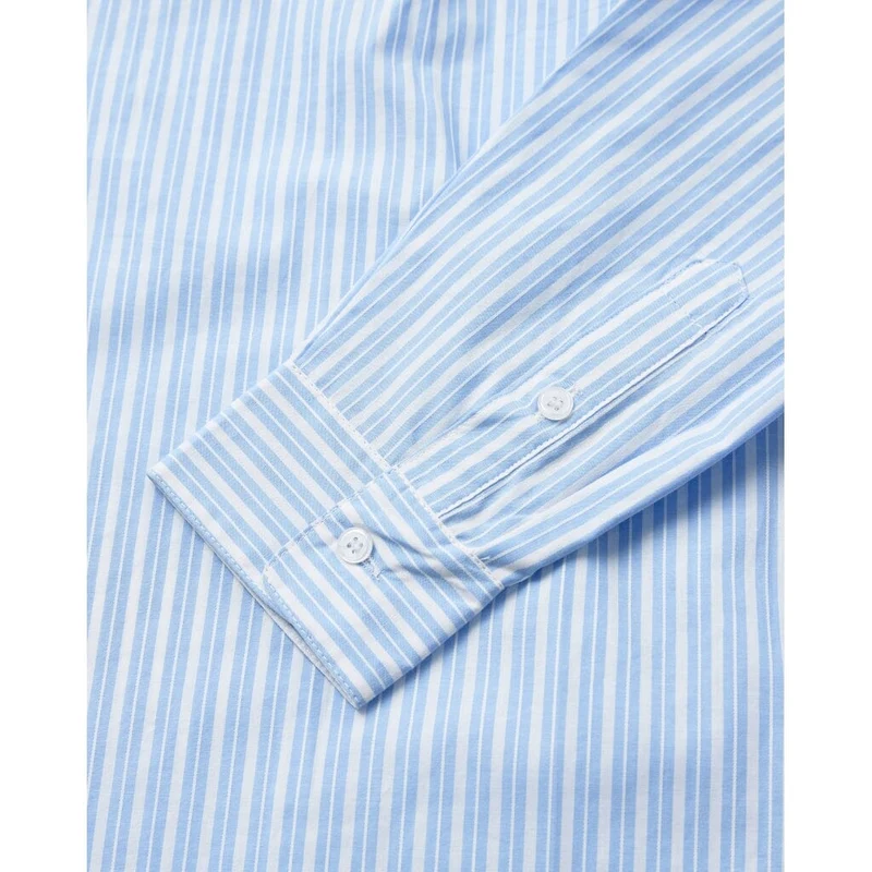 H2O - Rønne Essential Pajamas Shirt L/S 101018-1 - 7092 - Light Blue/White