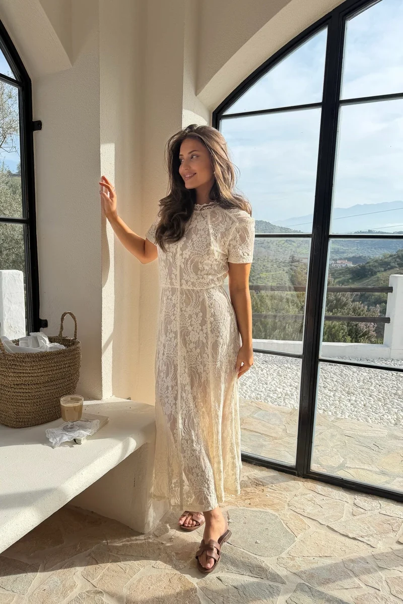 BYIC - Elliaic Long Dress A25168 - Off White Lace
