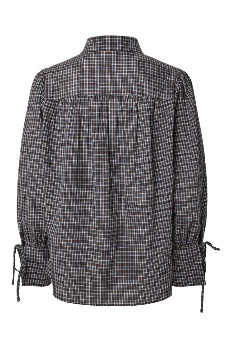 Pieces - Pcjune Ls Pleated Detail Shirt Wnv - 5162473 Cashmere Blue Hot Fudge