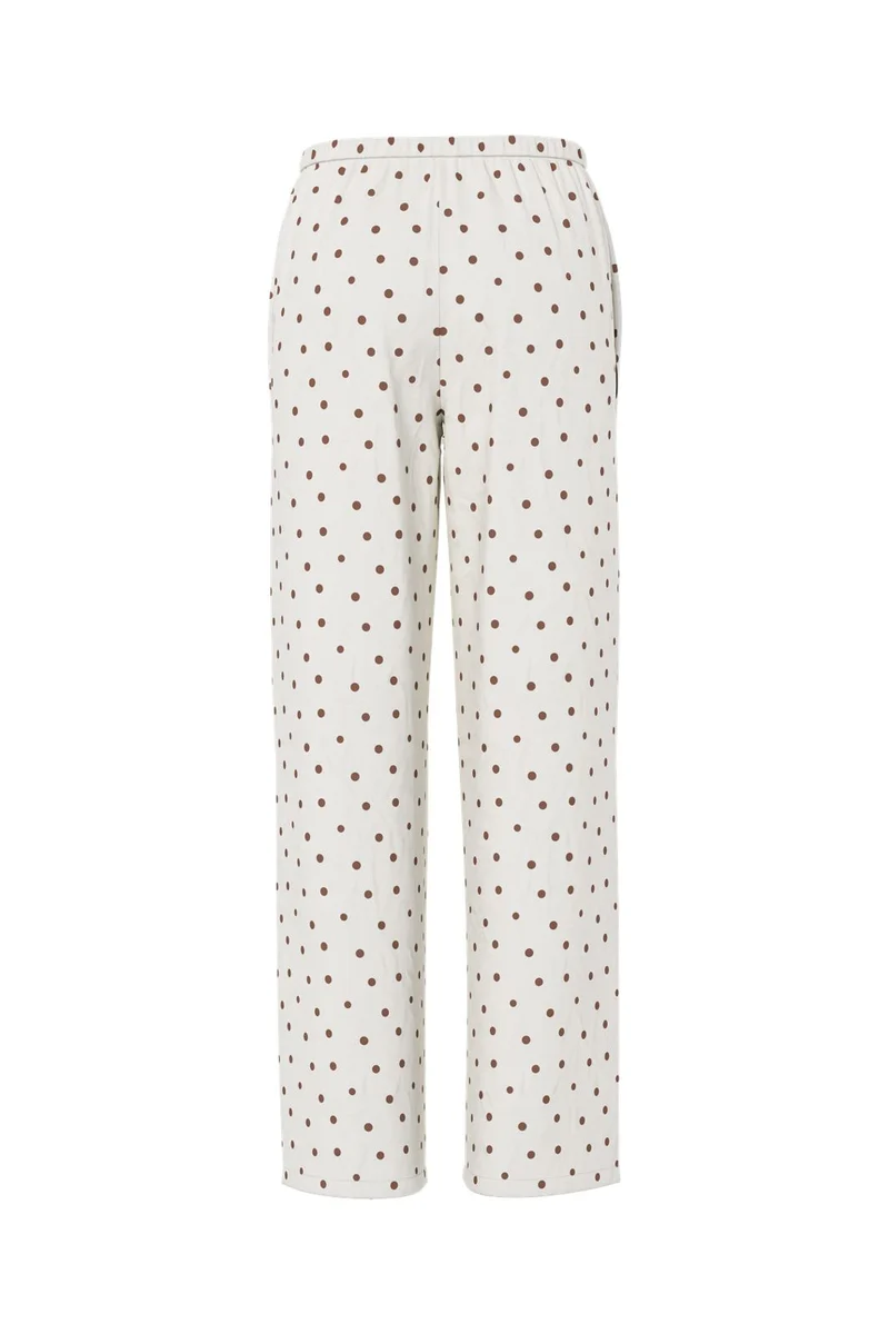 Pieces - Pcpia Lw Tie Pants - 5082866 Birch Downtown Brown Polka Dots