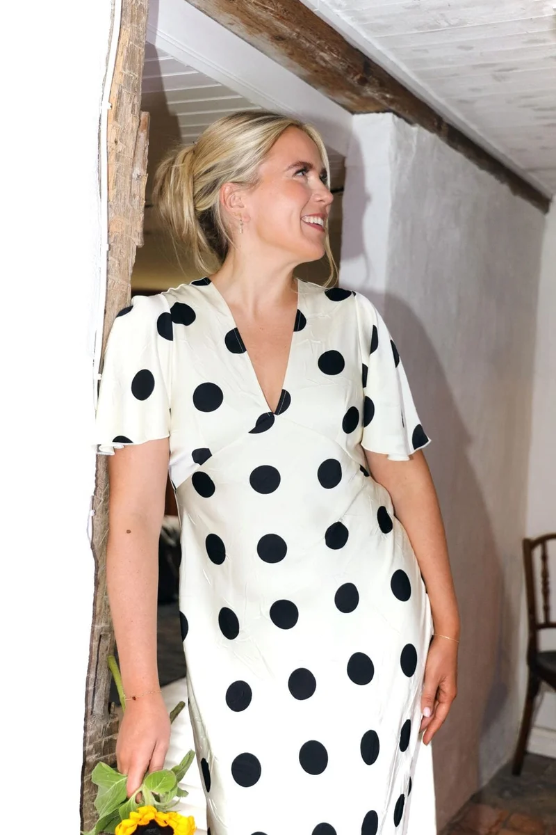 Molly&My x Caroline Dan - Charming Dress - Ivory W. Black Dots