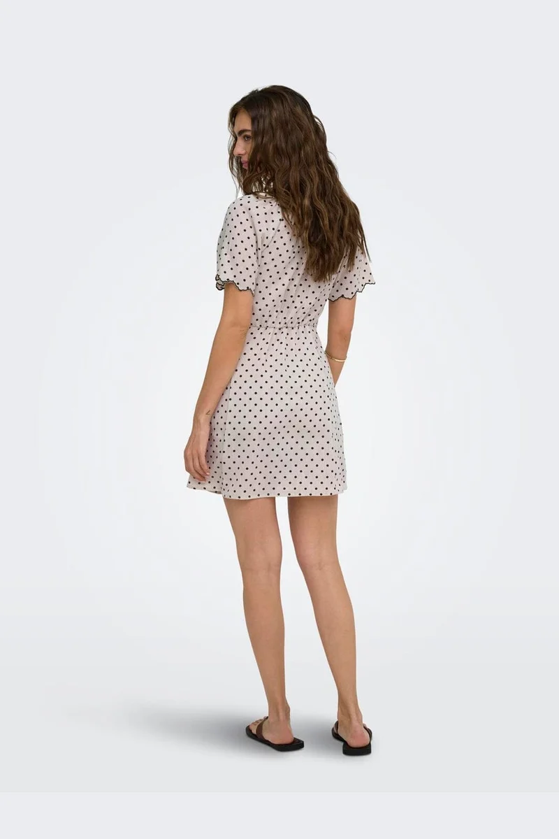 Only - Onlemmia S/S Emb Short Dress - 5078263 Pumice Stone Delicioso Dot